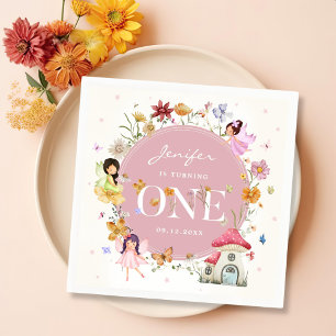 Boho Wildflower Fairy 1st Birthday Party Napkin