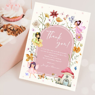 Boho Wildflower Fairy 1st Birthday Party Thank You Card