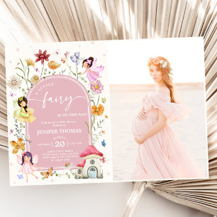 Boho Wildflower Fairy Baby Shower Party Photo Invitation