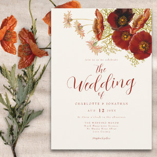 Boho Wildflower Fall Brown Wedding Invitation