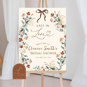 Boho Wildflower Fall in Love Bridal Shower Welcome Poster