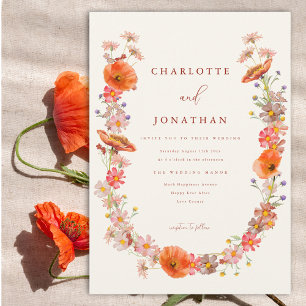 Boho Wildflower Fall Wedding Invitation