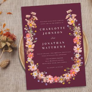 Boho Wildflower Fall Wedding Invitation