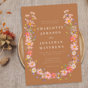 Boho Wildflower Fall Wedding Invitation