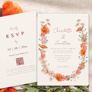 Boho Wildflower Fall Wedding Invitation