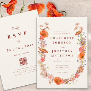 Boho Wildflower Fall Wedding Invitation