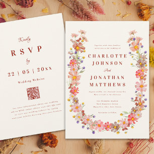 Boho Wildflower Fall Wedding Invitation