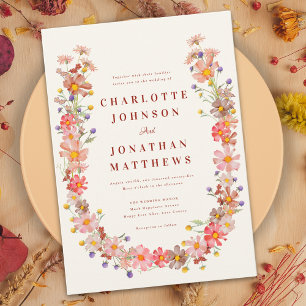Boho Wildflower Fall Wedding Invitation