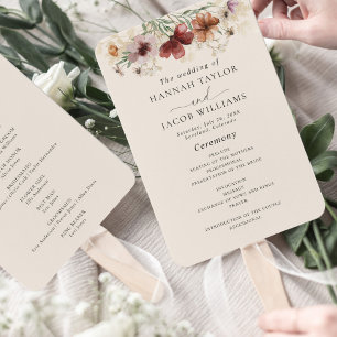 Boho Wildflower Fall Wedding Program Hand Fan