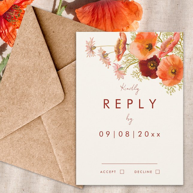 Boho Wildflower Fall Wedding Reply RSVP Card (Boho wildflower fall wedding invitation rsvp enclosure card)