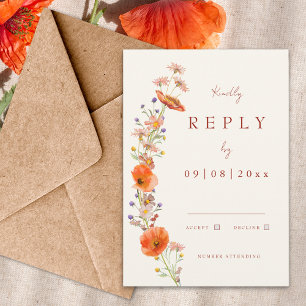 Boho Wildflower Fall Wedding RSVP Card