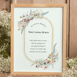 Boho Wildflower Fern Mint Green This Candle Burns Poster