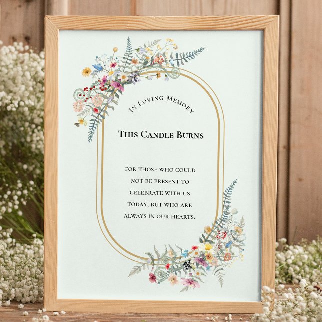 Boho Wildflower Fern Mint Green This Candle Burns Poster (Creator Uploaded)