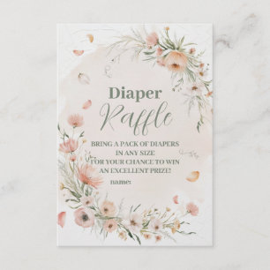 Boho Wildflower Flora Diapper Raffle Enclosure Card