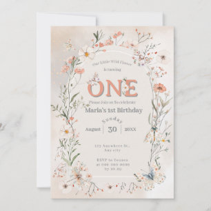Boho Wildflower Floral Baby Birthday Invitation