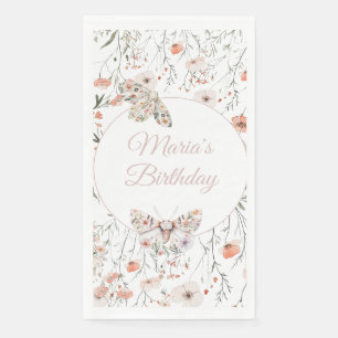 Boho Wildflower Floral Baby Birthday Napkin