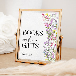 Boho Wildflower Floral Baby Shower Books and Gifts Poster