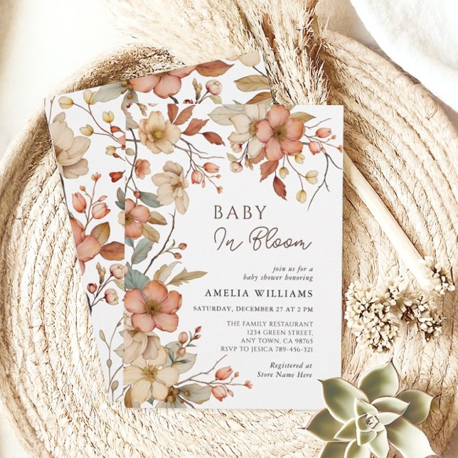 Boho Wildflower Floral Baby Shower Invitation (Creator Uploaded)