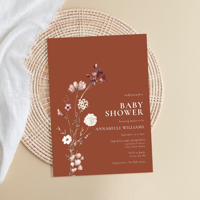 Boho Wildflower Floral Baby Shower Invitation (Creator Uploaded)