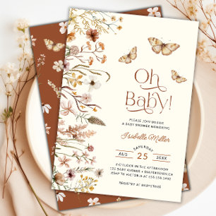 Boho Wildflower Floral Baby Shower Invitation