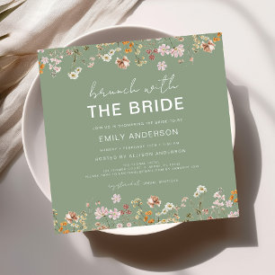 Boho Wildflower Floral Bridal Shower Brunch Invitation