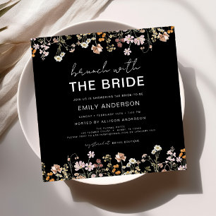 Boho Wildflower Floral Bridal Shower Brunch Invitation