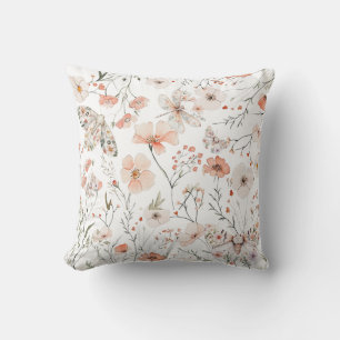 Boho Wildflower Floral Butterfly Cushion