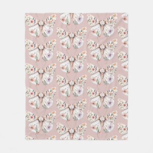 Boho Wildflower Floral Butterfly Fleece Blanket