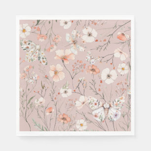 Boho Wildflower Floral Butterfly Napkin