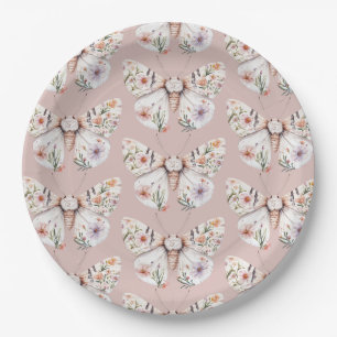 Boho Wildflower Floral Butterfly Paper Plate
