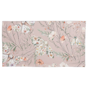 Boho Wildflower Floral Butterfly Pillowcase