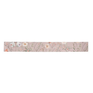 Boho Wildflower Floral Butterfly Satin Ribbon