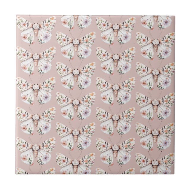 Boho Wildflower Floral Butterfly Tile (Front)