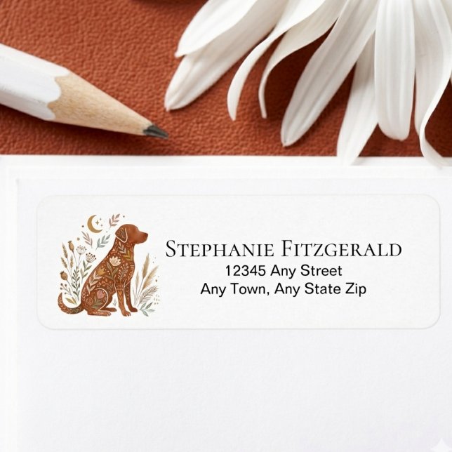Boho Wildflower Floral Dog Silhouette Gift (Dog lover return address mail label)