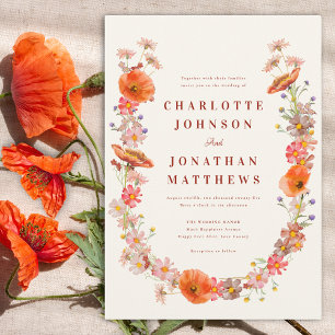 Boho Wildflower Floral Fall Wedding Invitation