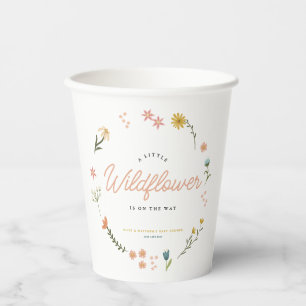 Boho Wildflower Floral Girls Elegant Baby Shower Paper Cups