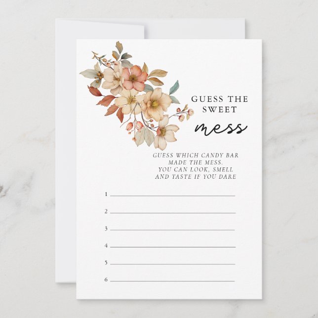 Boho Wildflower Floral Guess The Sweet Invitation (Front)