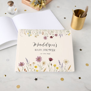 Boho Wildflower Floral Meadow Gold Baby Shower Guest Book