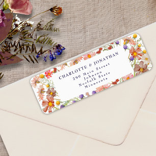 Boho Wildflower Floral Navy Blue White Wedding