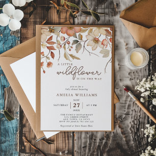 Boho Wildflower Floral On The Way Baby Shower Invitation