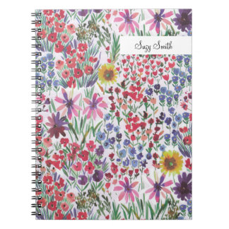 Boho Wildflower Floral Pattern Cottage Watercolor Notebook
