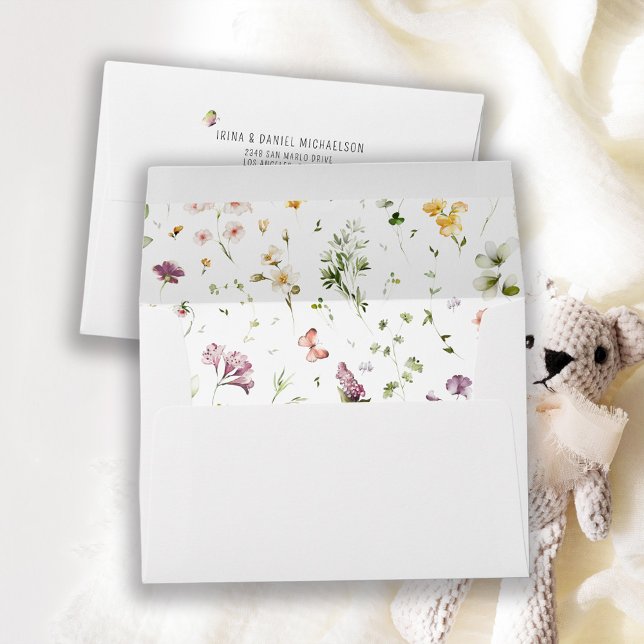 Boho Wildflower Floral Pattern Return Address Envelope (Creator Uploaded)