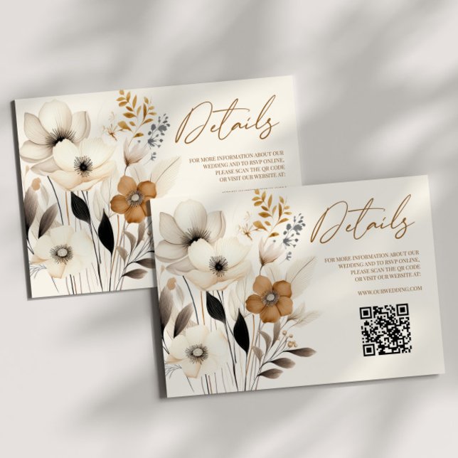 Boho Wildflower Floral QR Code Wedding Details Enclosure Card (Creator Uploaded)