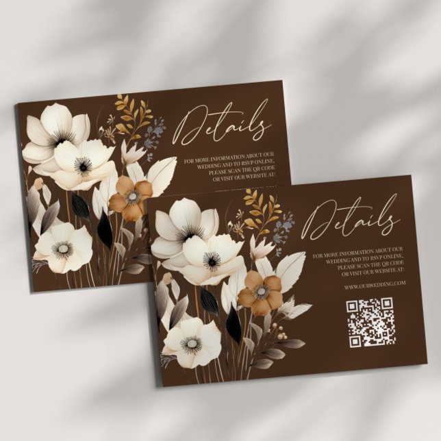 Boho Wildflower Floral QR Code Wedding Details Enclosure Card (Creator Uploaded)