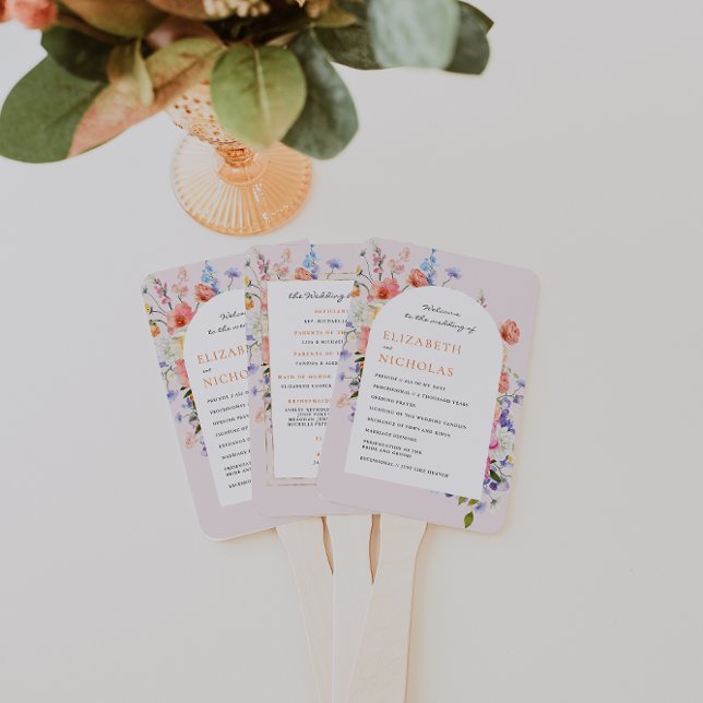 Boho Wildflower |  Floral Wedding Program Hand Fan (Creator Uploaded)