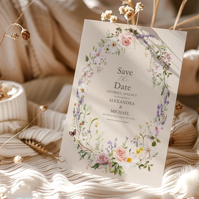 Boho Wildflower Floral Wedding Save The Date (Creator Uploaded)
