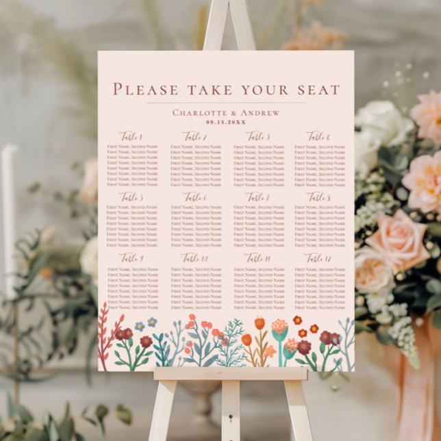 Boho Wildflower Floral Wedding Seating Chart (Creator Uploaded)