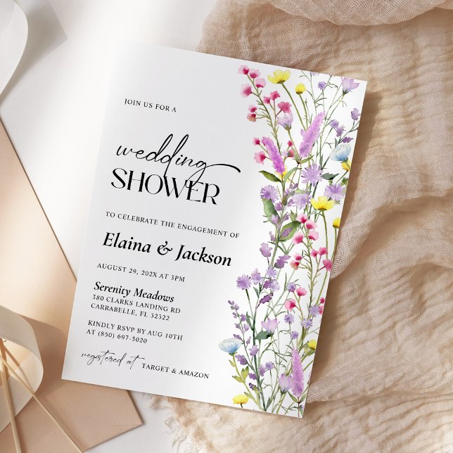 Boho Wildflower Floral Wedding Shower Minimalist Invitation (Creator Uploaded)