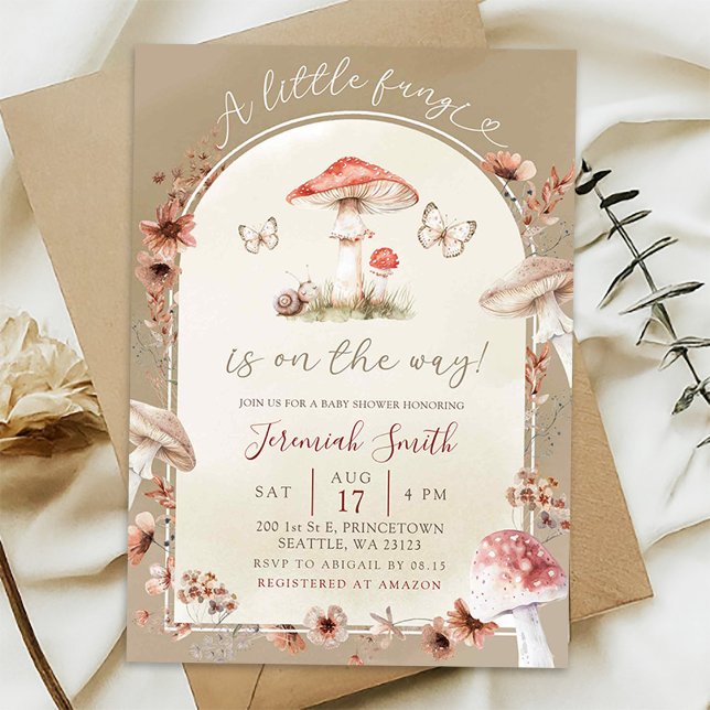 Boho Wildflower Fungi Mushroom Baby Shower Invitation (Creator Uploaded)