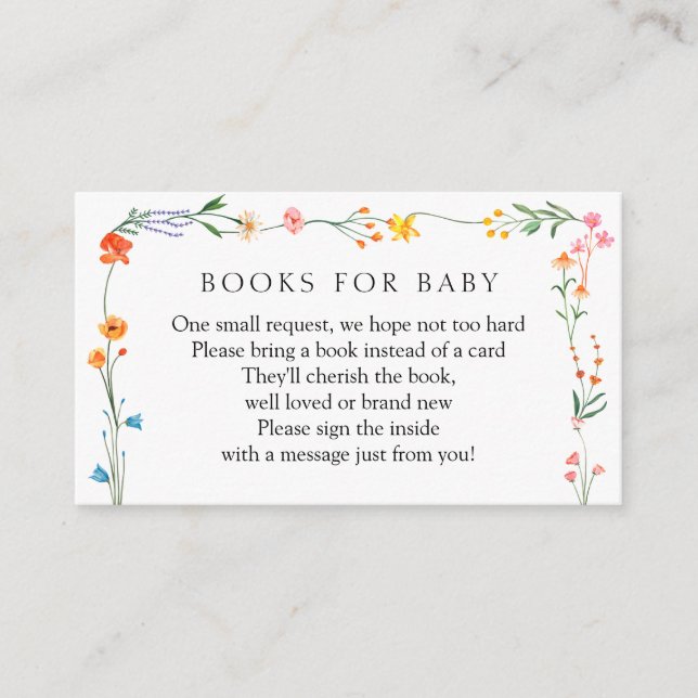 Boho Wildflower Garden Books for Baby Enclosure Card (Front)